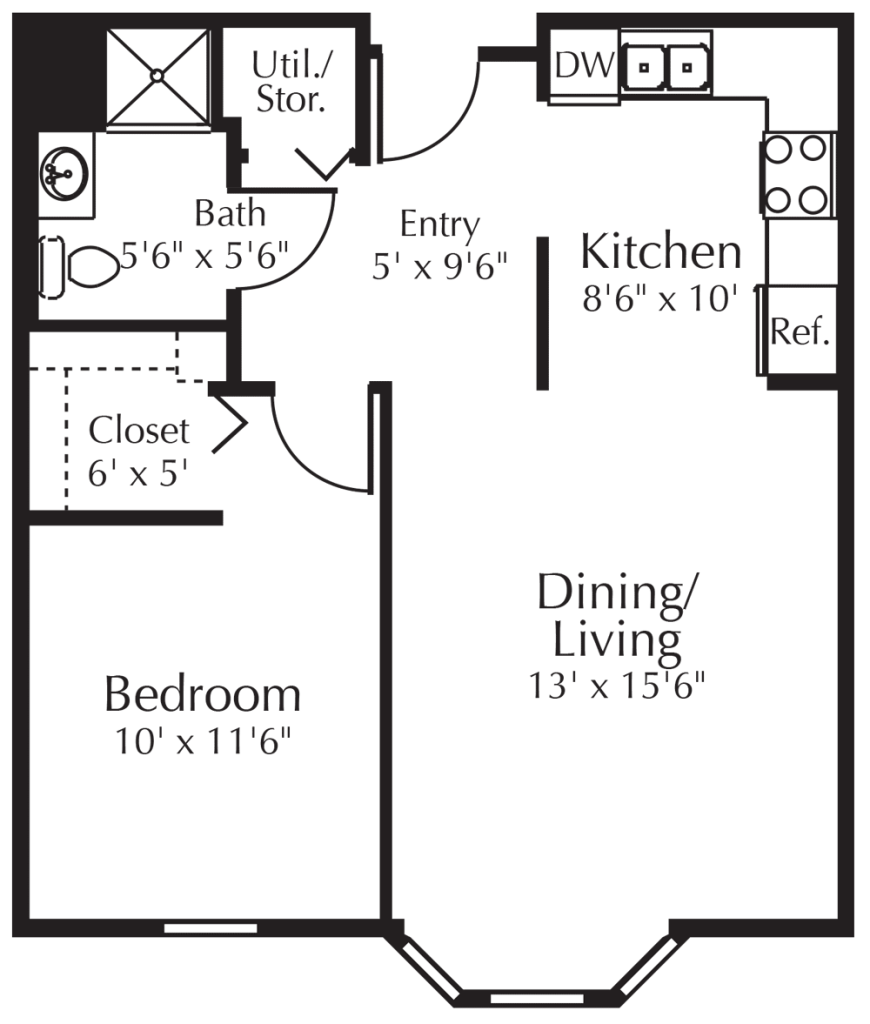 One Bedroom 617 sq ft